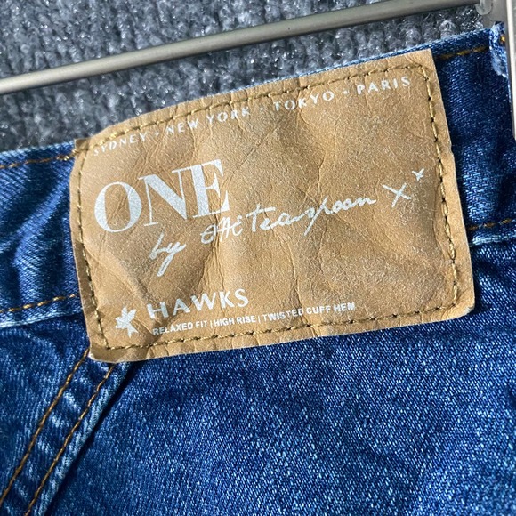 Free People x One Teaspoon Shorts 24 Blue Denim Hawks High Rise Cuffed - Picture 11 of 13